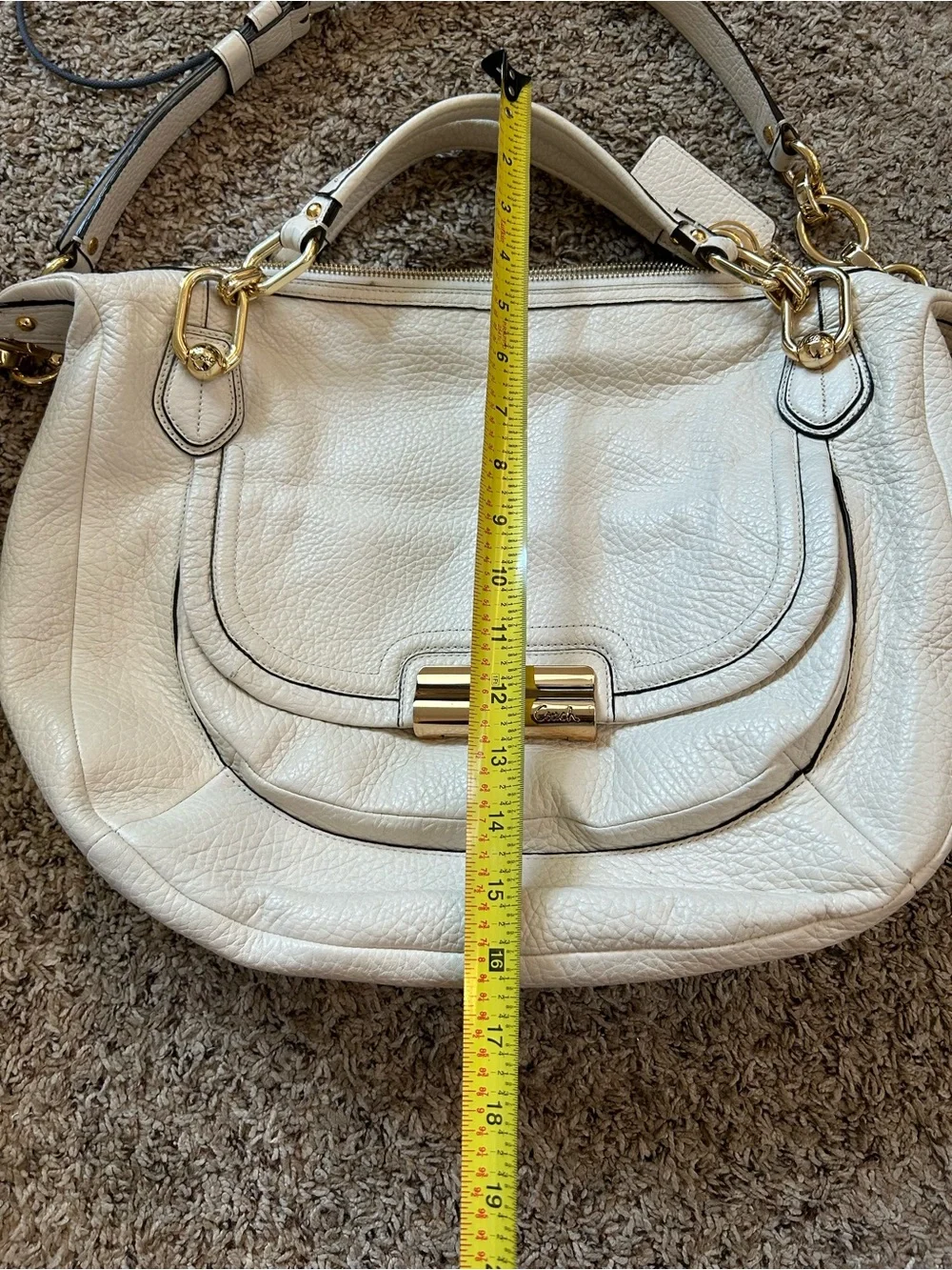 Coach Kristen y2k 00s white leather elevated round oversized shoulder bag